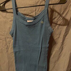 Womens Blue Lacoste Ribbed Tank Top